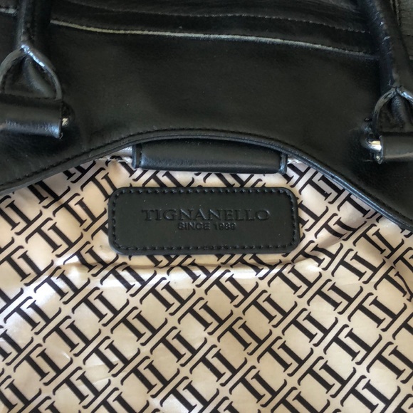 Tignanello Authentic black magnetic shoulder bag. 13 x 10 1/2. Tassels. EUC - Picture 5 of 8